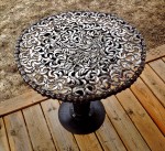 Small table made with teeth and shanks from lumber mill